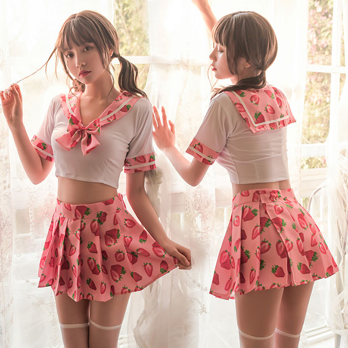 性感萌系-日式JK學生裝(草莓+白) FX7939