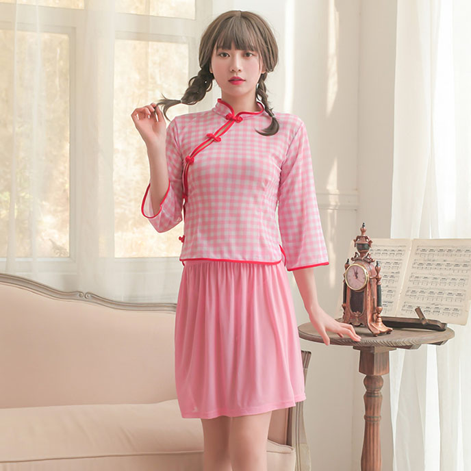 文青系-格子學院服(粉格) FX7958
