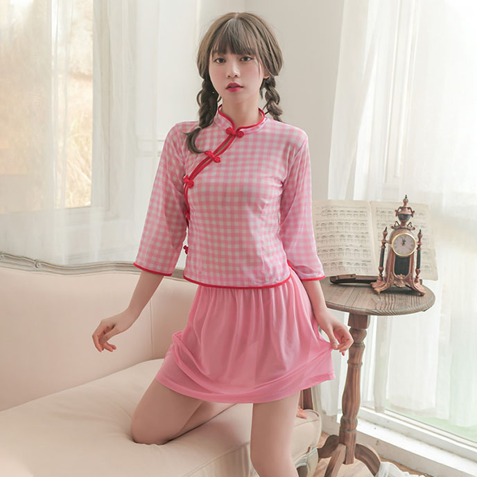文青系-格子學院服(粉格) FX7958