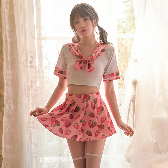 性感萌系-日式JK學生裝(草莓+白) FX7939